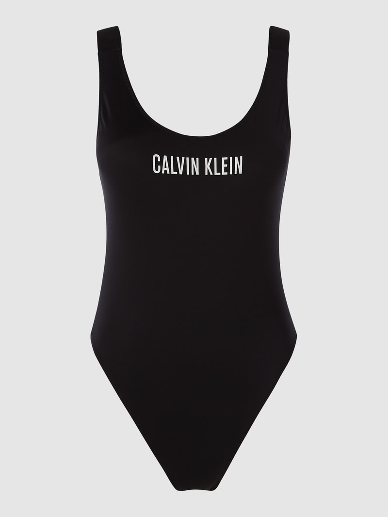 Badeanzug mit Logo-Print in schwarz