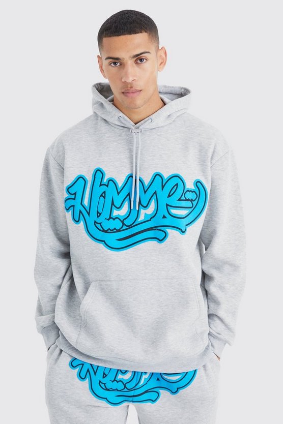 Oversize Hoodie mit Homme Graffiti-Print