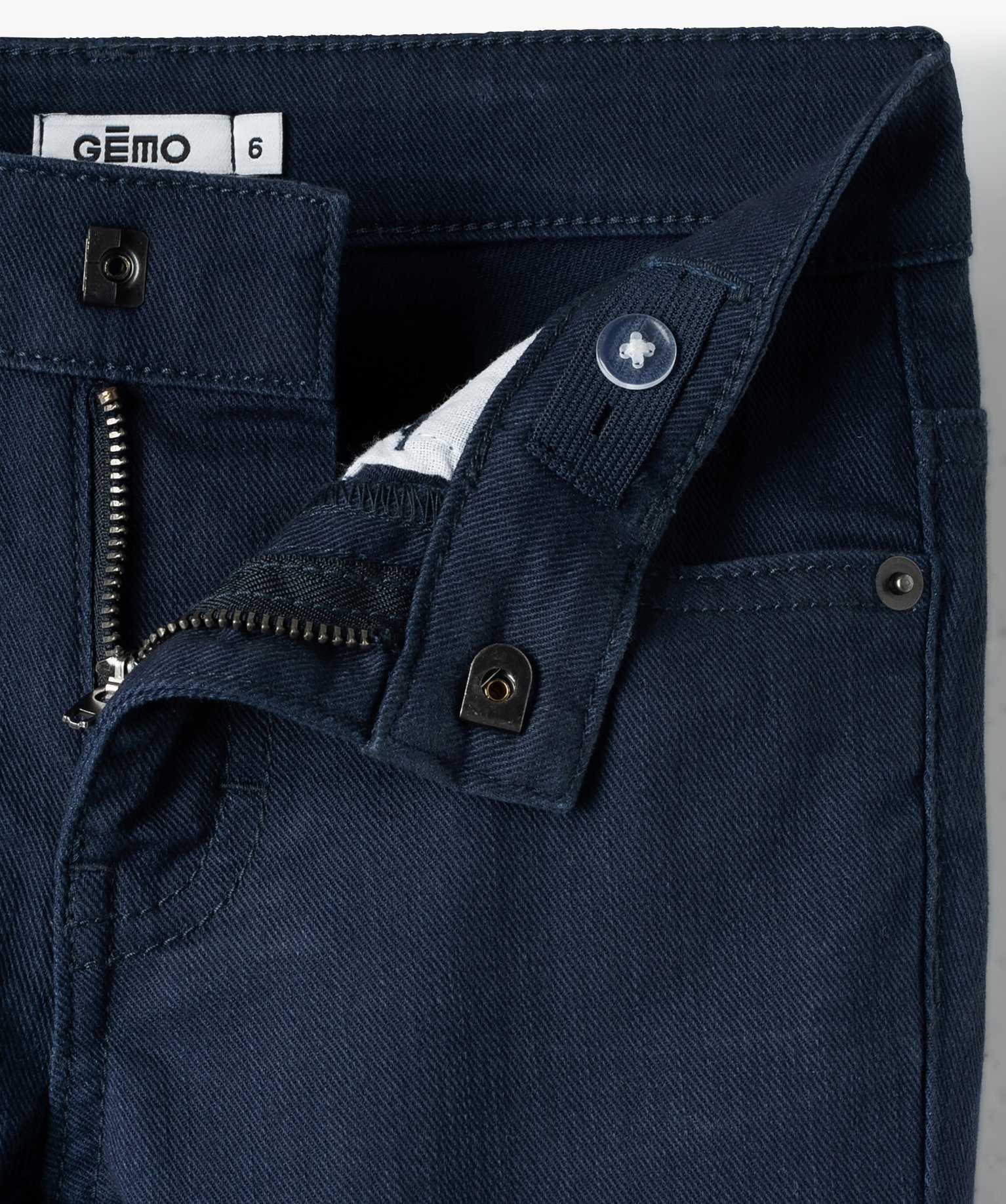 Pantalon Garçon uni coupe Slim extensible marine | GEMO