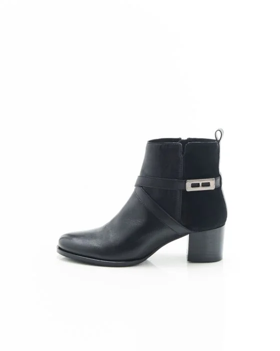 Bottines à talon bi-matières