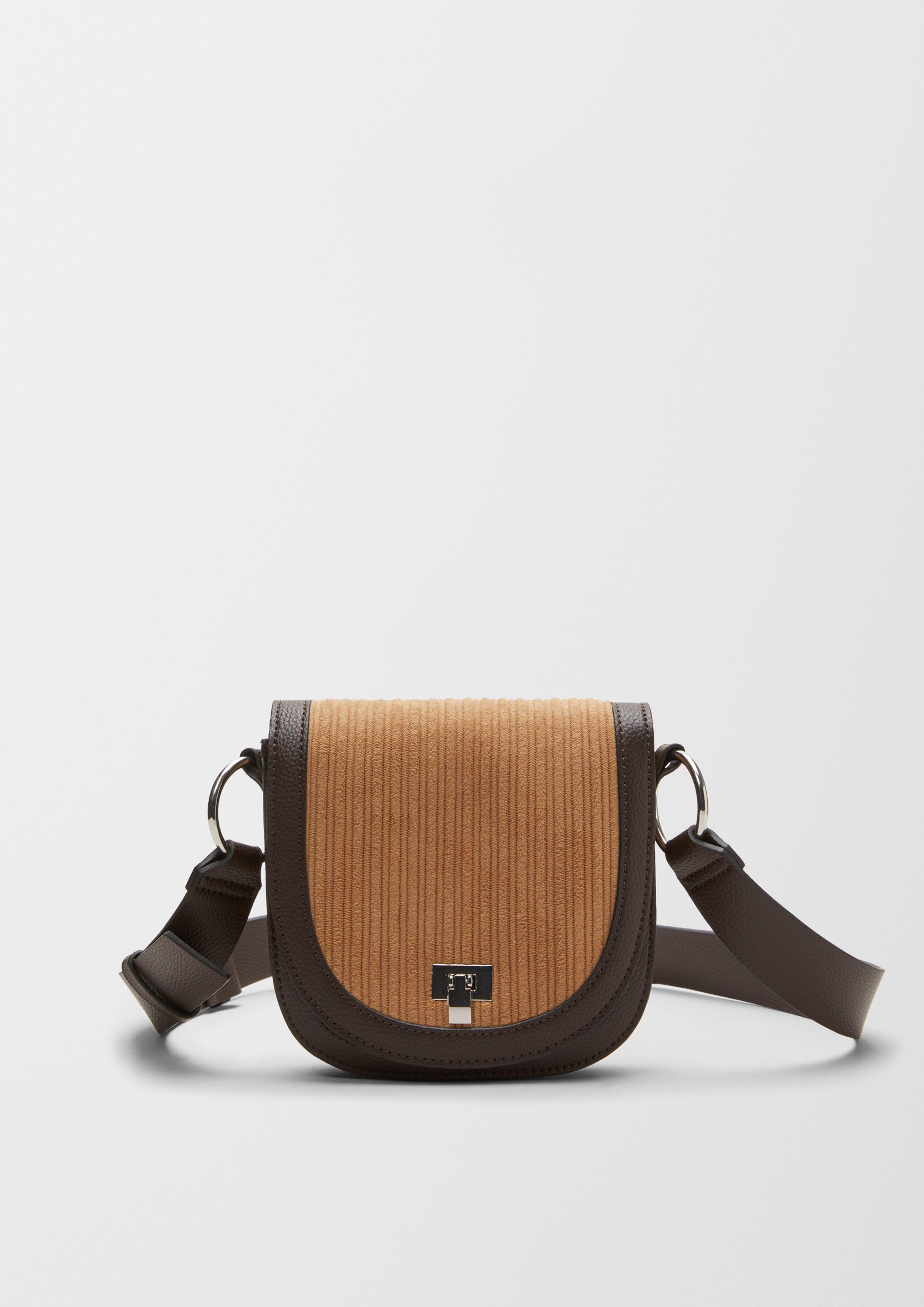 Kleine Tasche aus Cord und Lederimitat  2122246-8469