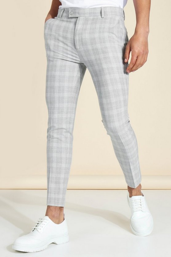 Kurze karierte Super Skinny Hose