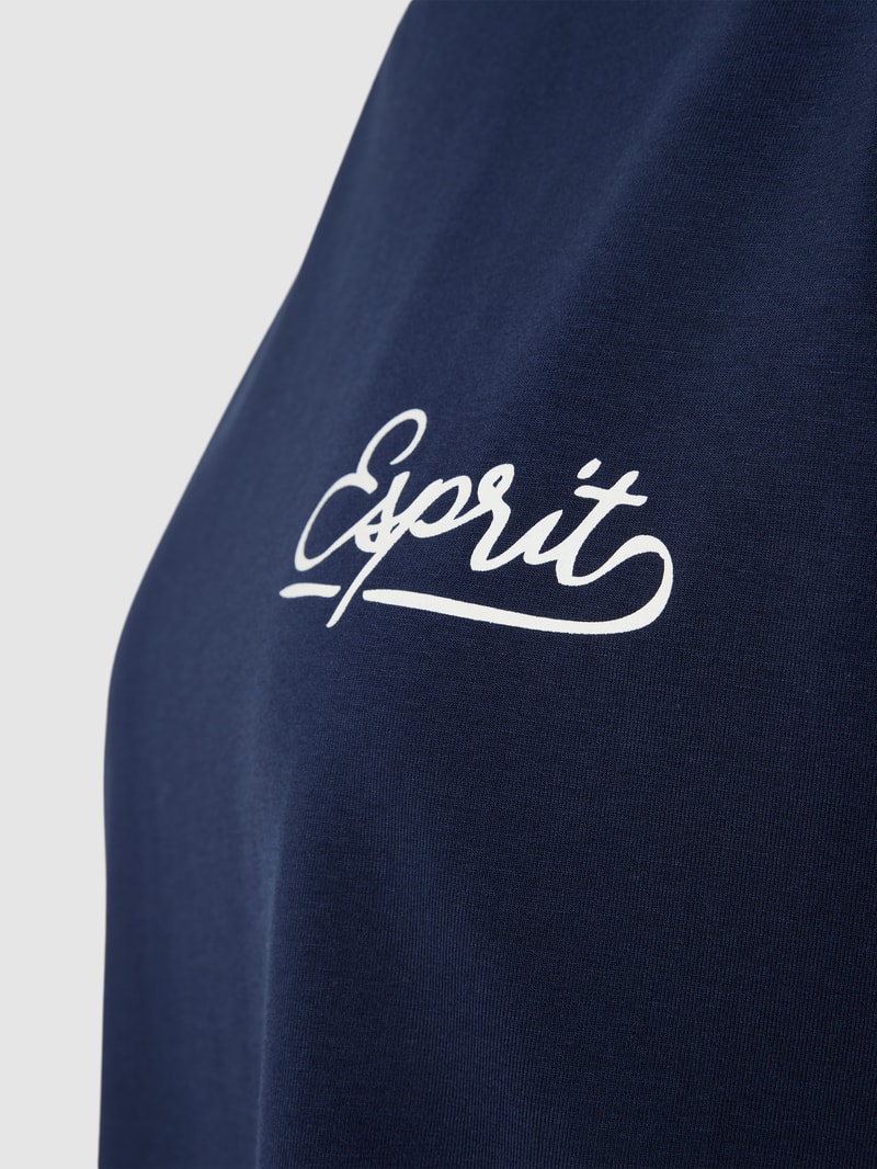 Pyjama-Oberteil mit Label-Print in dunkelblau