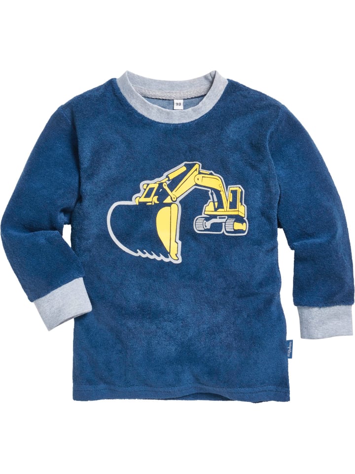 Playshoes Schlafanzug Frottee Bagger in Marine günstig kaufen