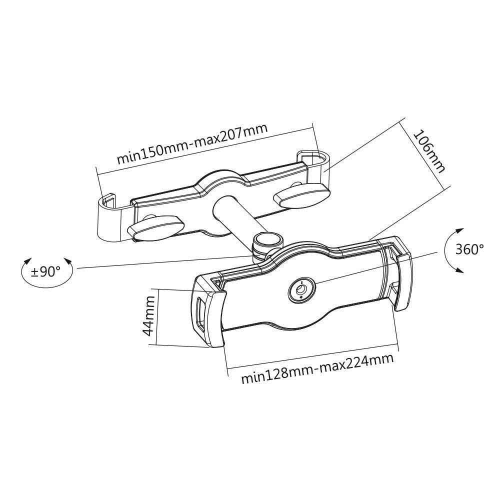 my wall HT3L Tablet-Halterung, (Packung, 1-Teilig, Tablet-Halterung für Autokopfstütze)