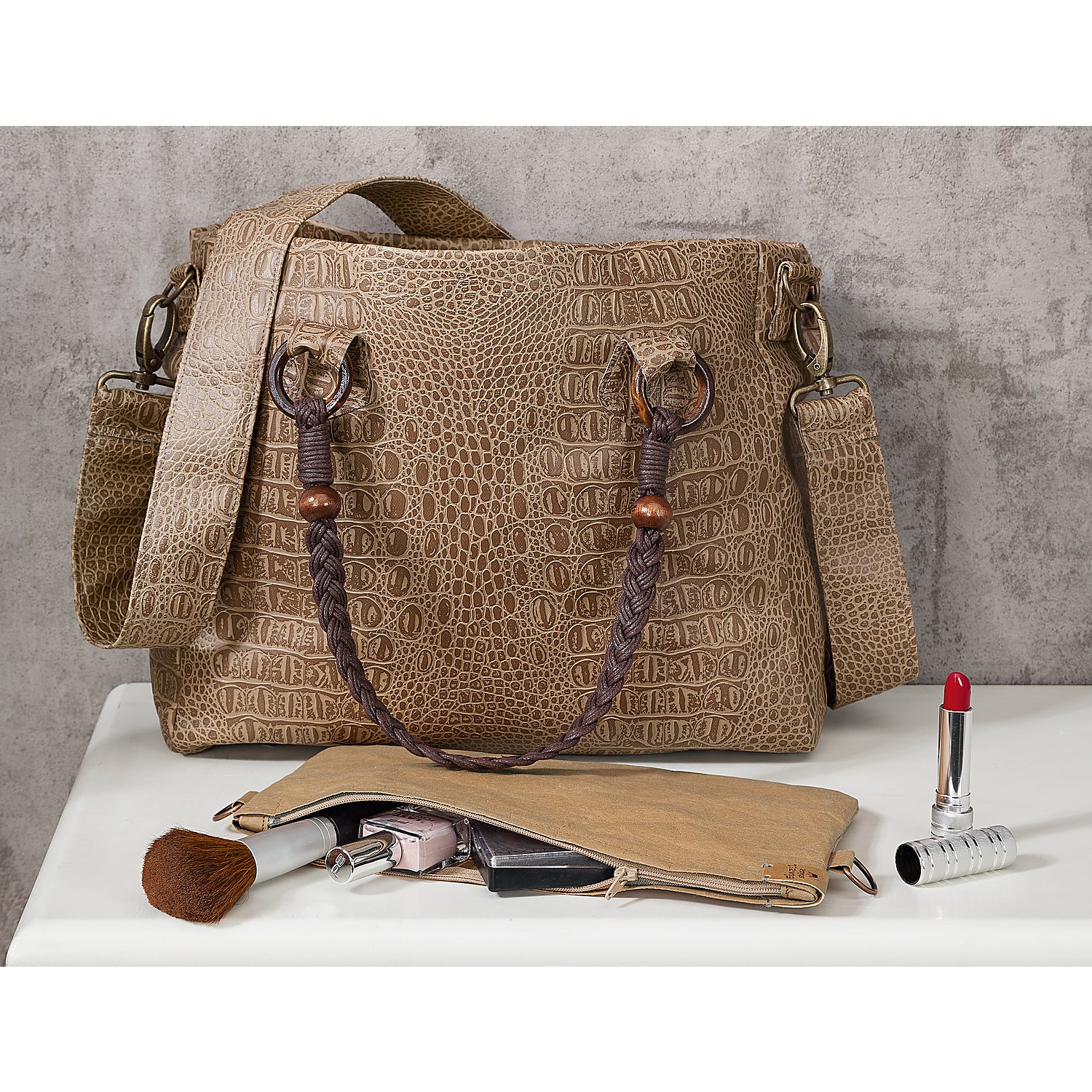 Taschengriffe geflochten, braun, 49 cm, 1 Paar