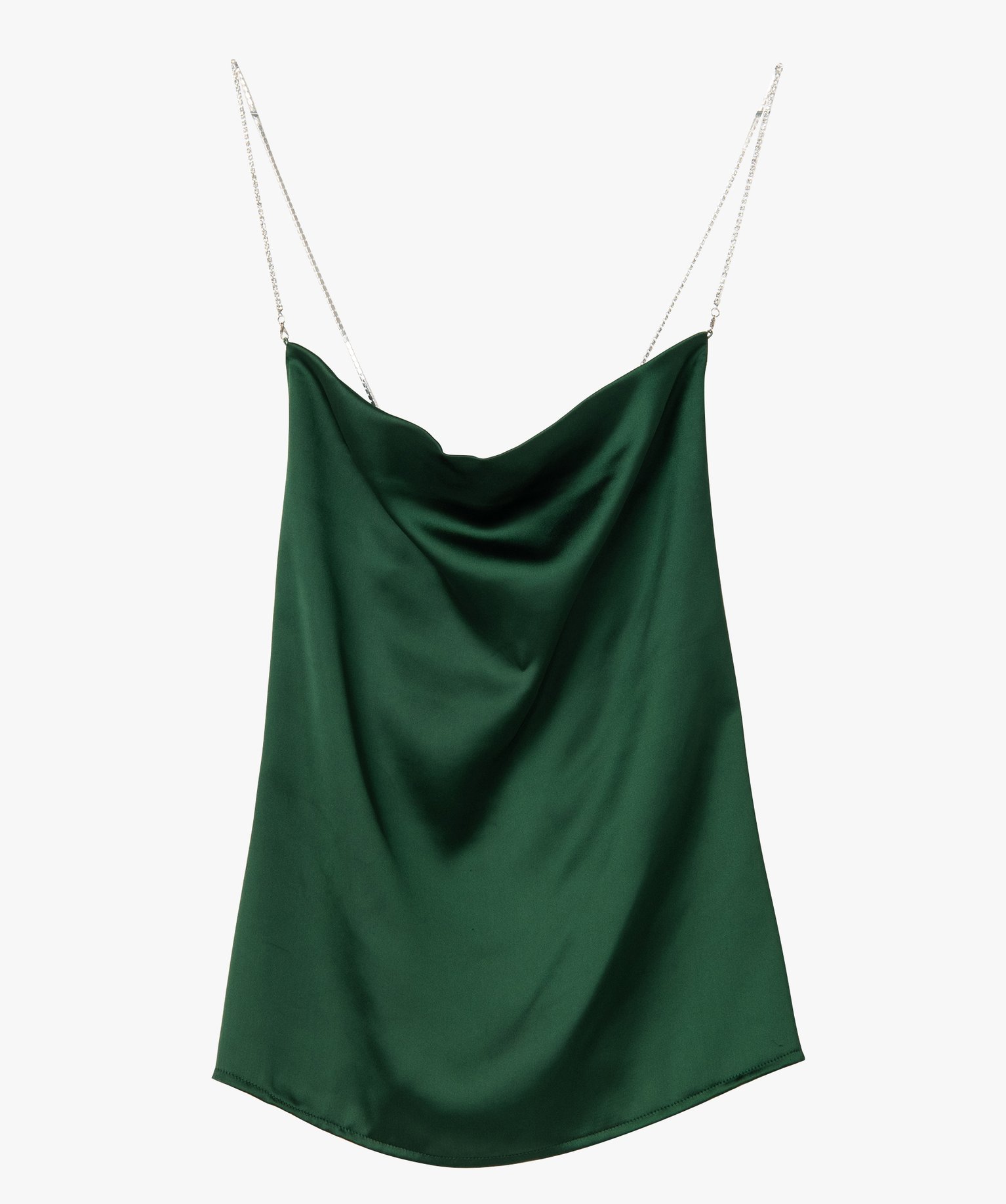 Blouse femme à fines bretelles strass Gémo x Nolwenn Crème vert | GEMO