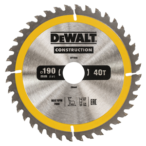 DeWalt Zubehör DT1945-QZ Kreissägeblatt 190 x 30 mm 40T ATB 10°