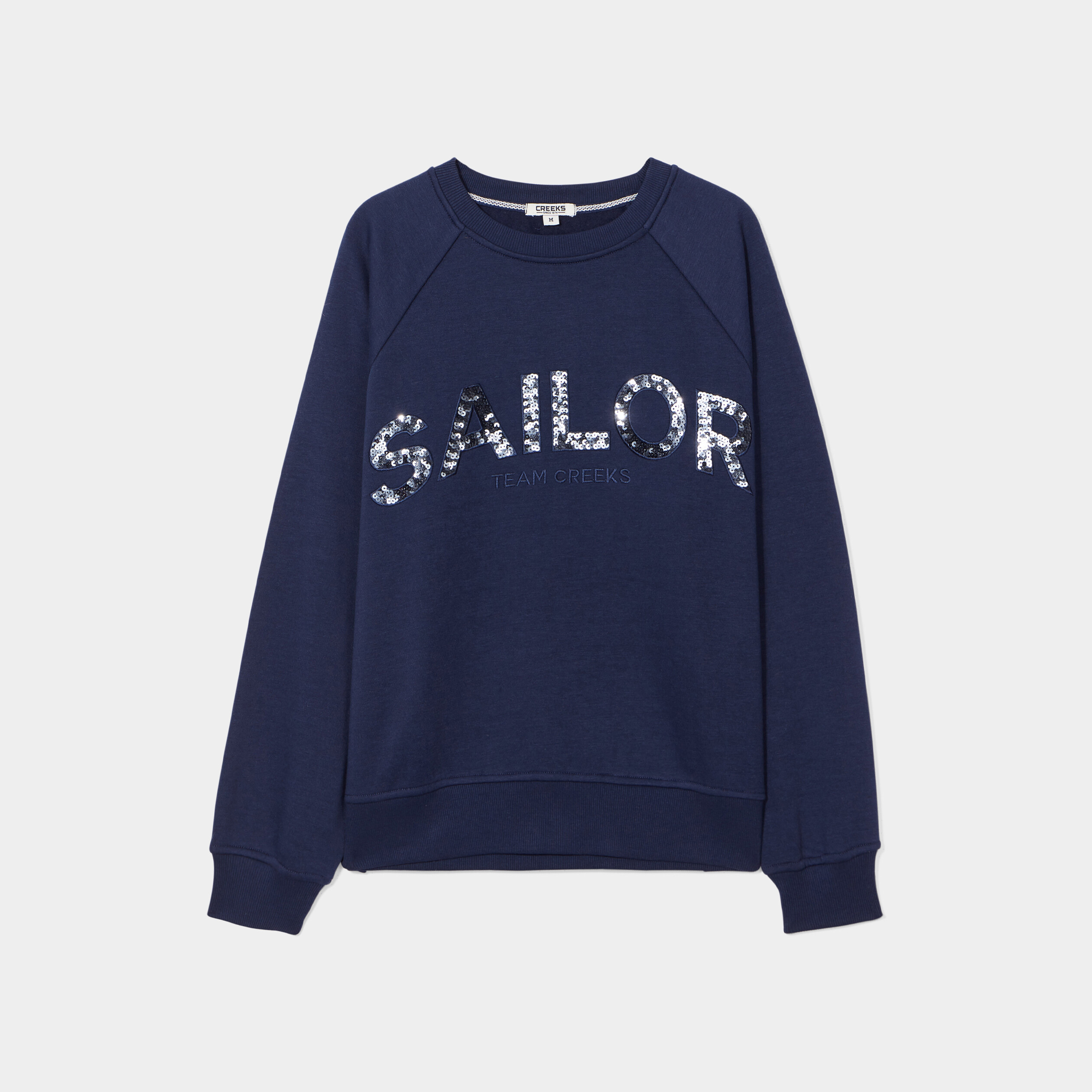 Sweat à sequins col rond Creeks bleu marine femme | La Halle