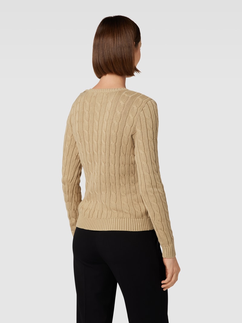 Strickpullover mit gerippten Abschlüssen in camel