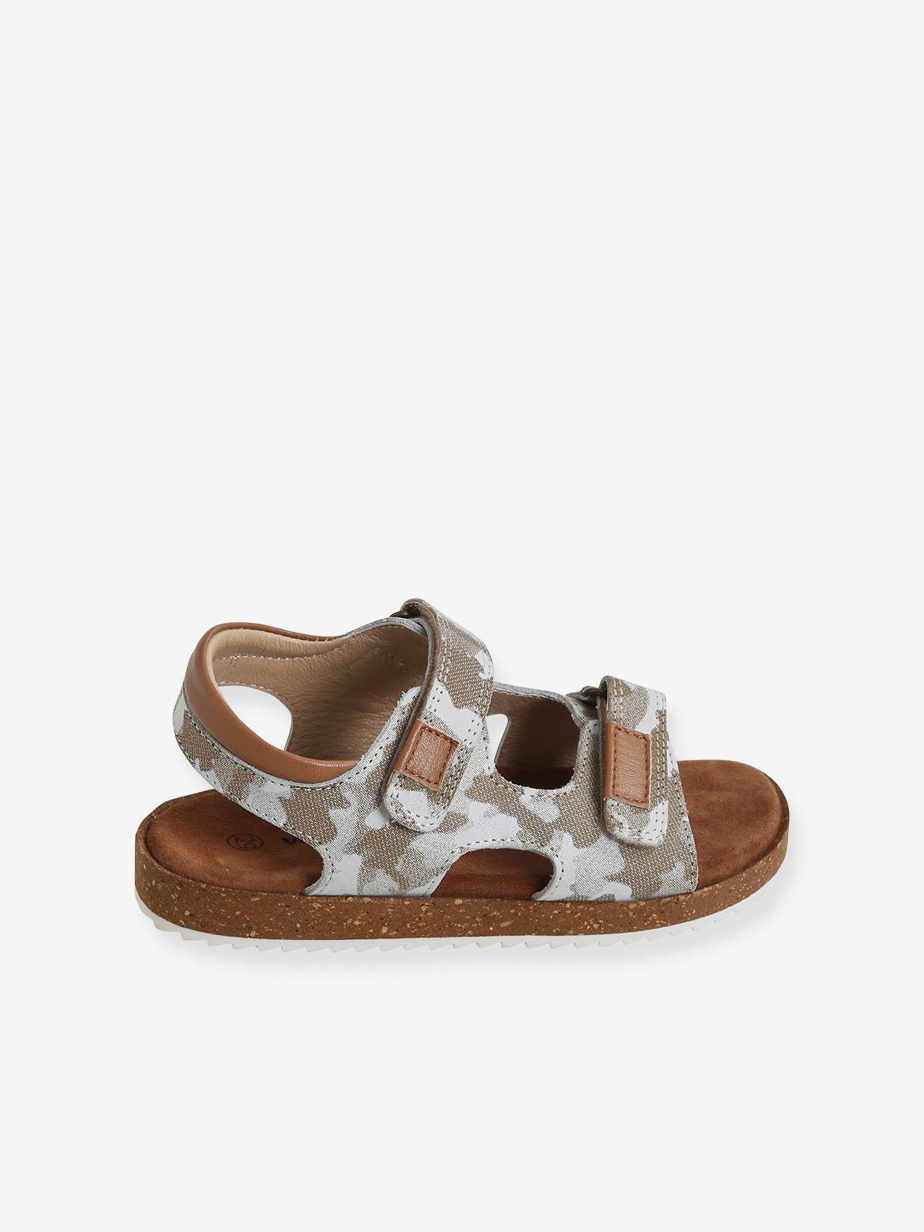 Sandales anatomiques cuir garçon taupe