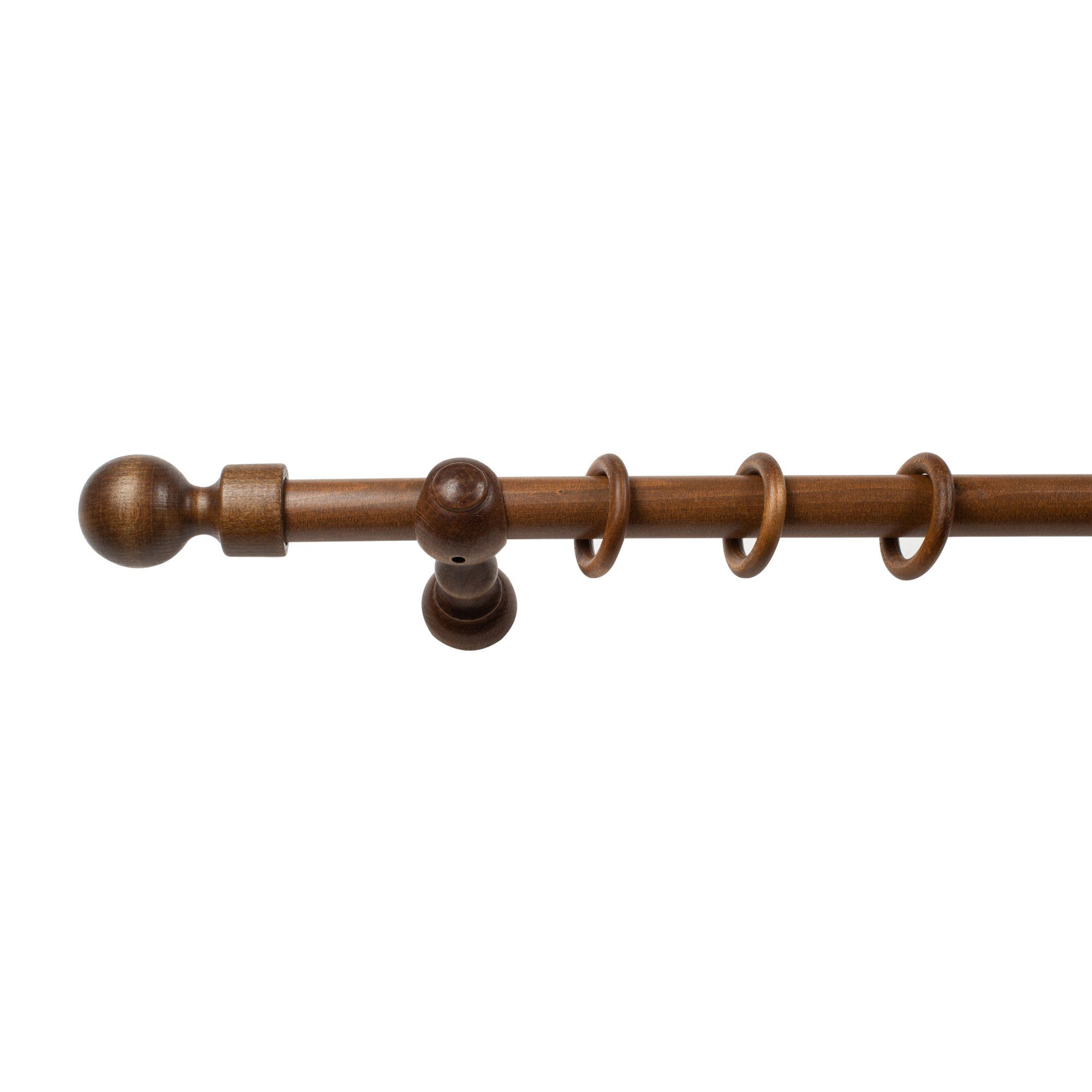 Gardinenstange Giro, Offenträger, SN DECO GROUP, Ø 28 mm, 1-läufig, fixmaß, Verschraubt, Holz, Komplettset mit Ringen