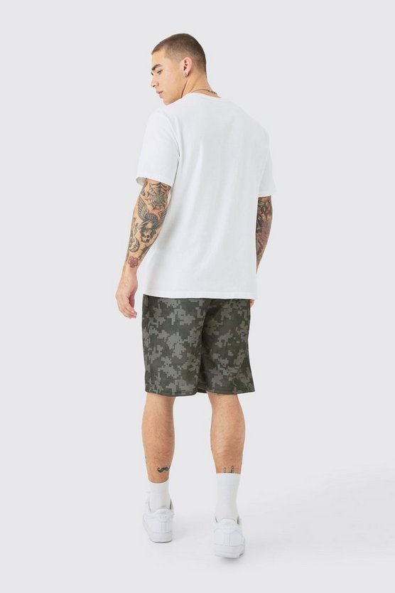 Mesh Basketball-Shorts mit Bm Camouflage Print