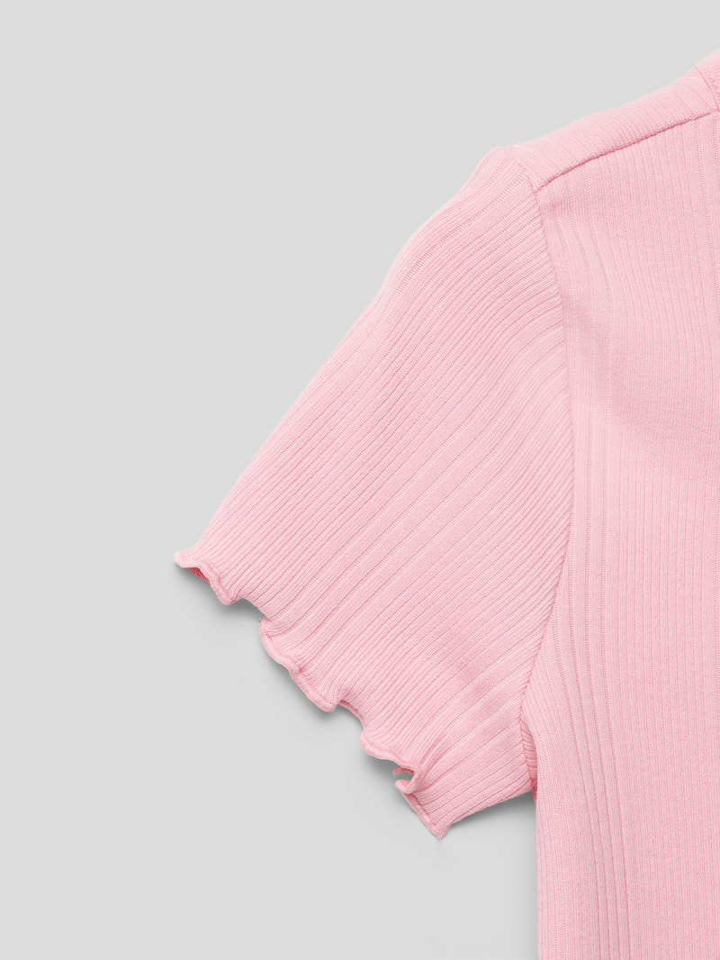 T-Shirt mit Muschelsaum in rosa