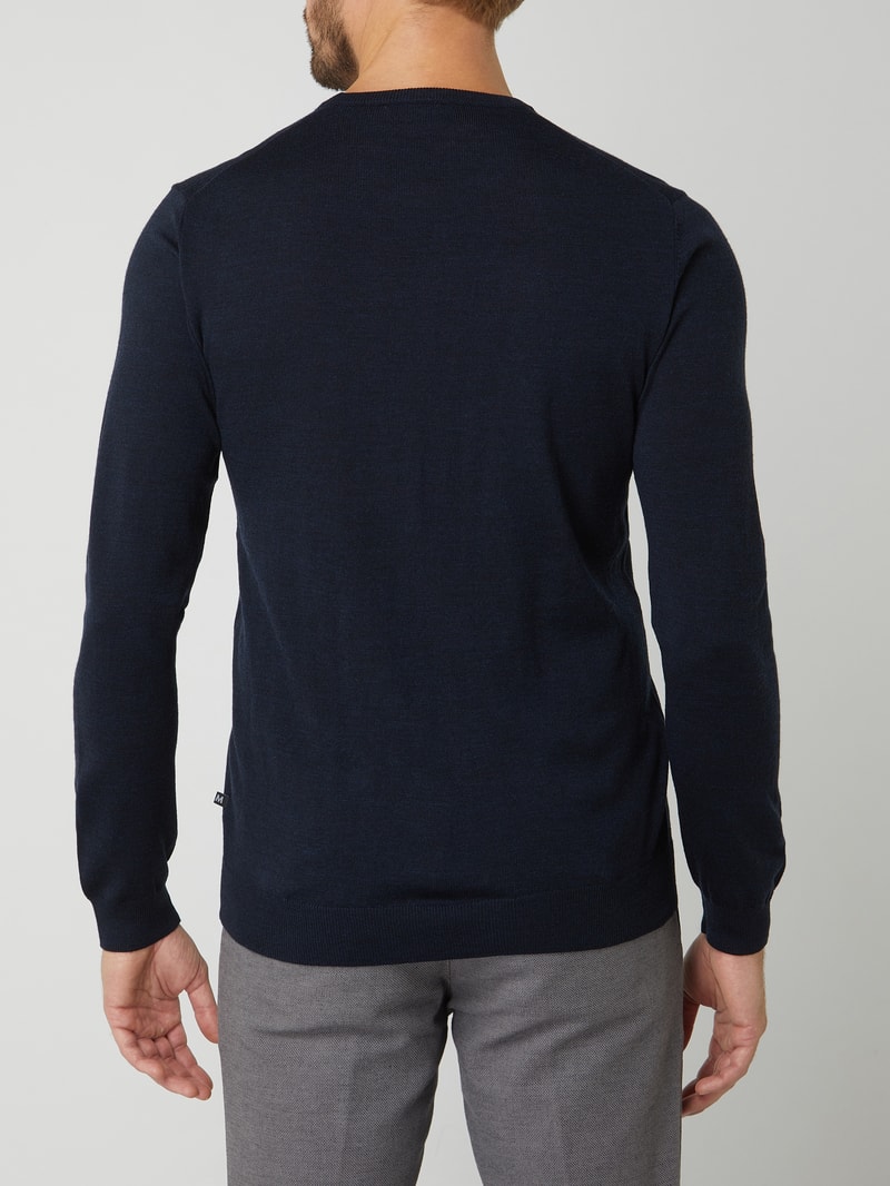 Pullover aus Merinowolle Modell 'Margrate' in marineblau