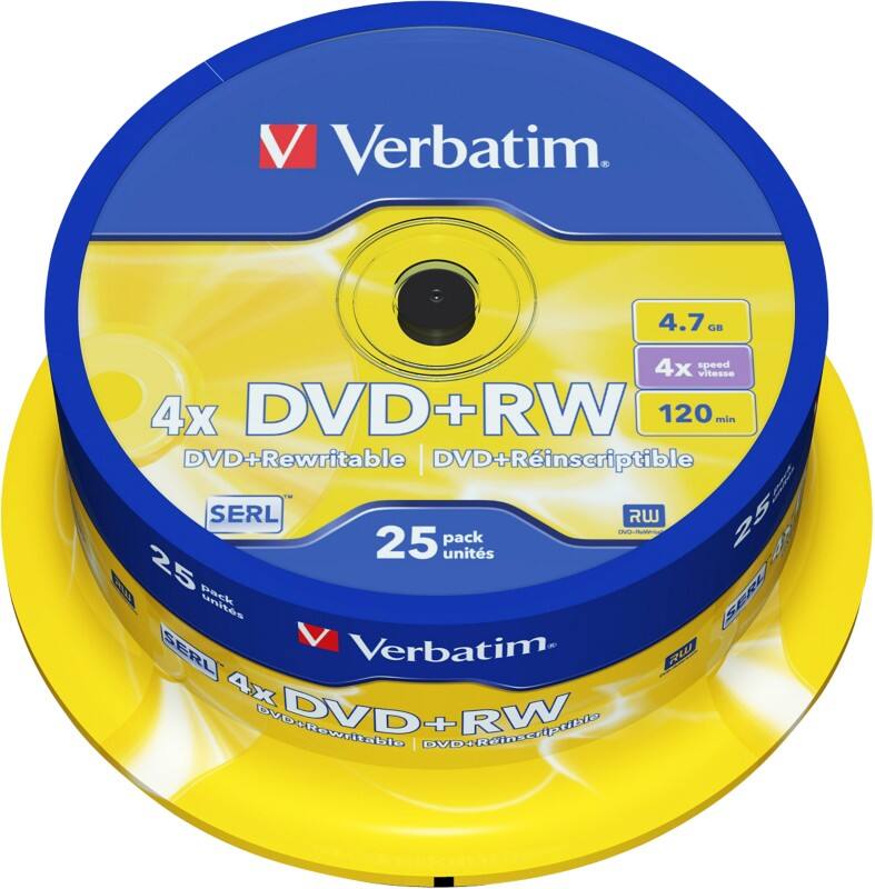 Verbatim DVD RW Spindle Silber 4x 4.7 GB 25 Stück
