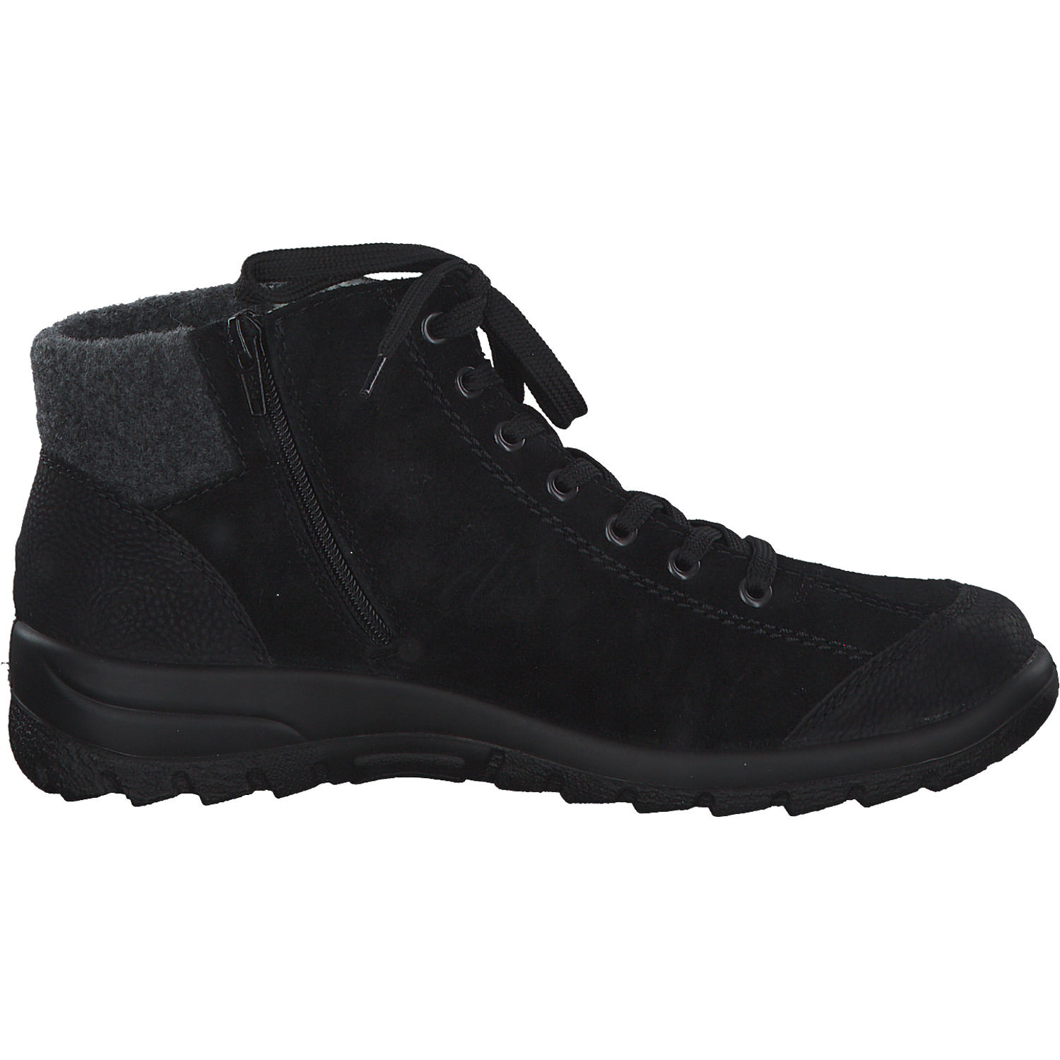 Rieker L7132, Schnürstiefel, Damen, schwarz/schwarz/anthrazit