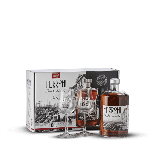 Coffret Ferroni Ambré + 2 verres V and B