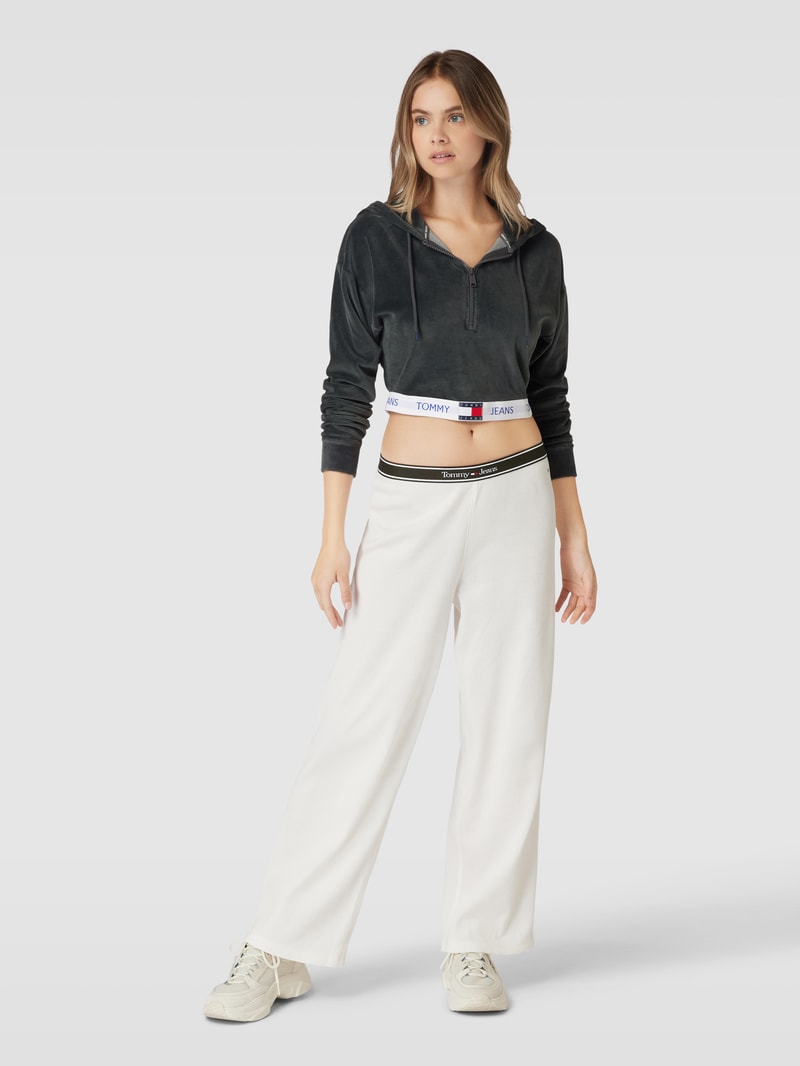 Cropped Hoodie mit kurzem Reißverschluss in anthrazit