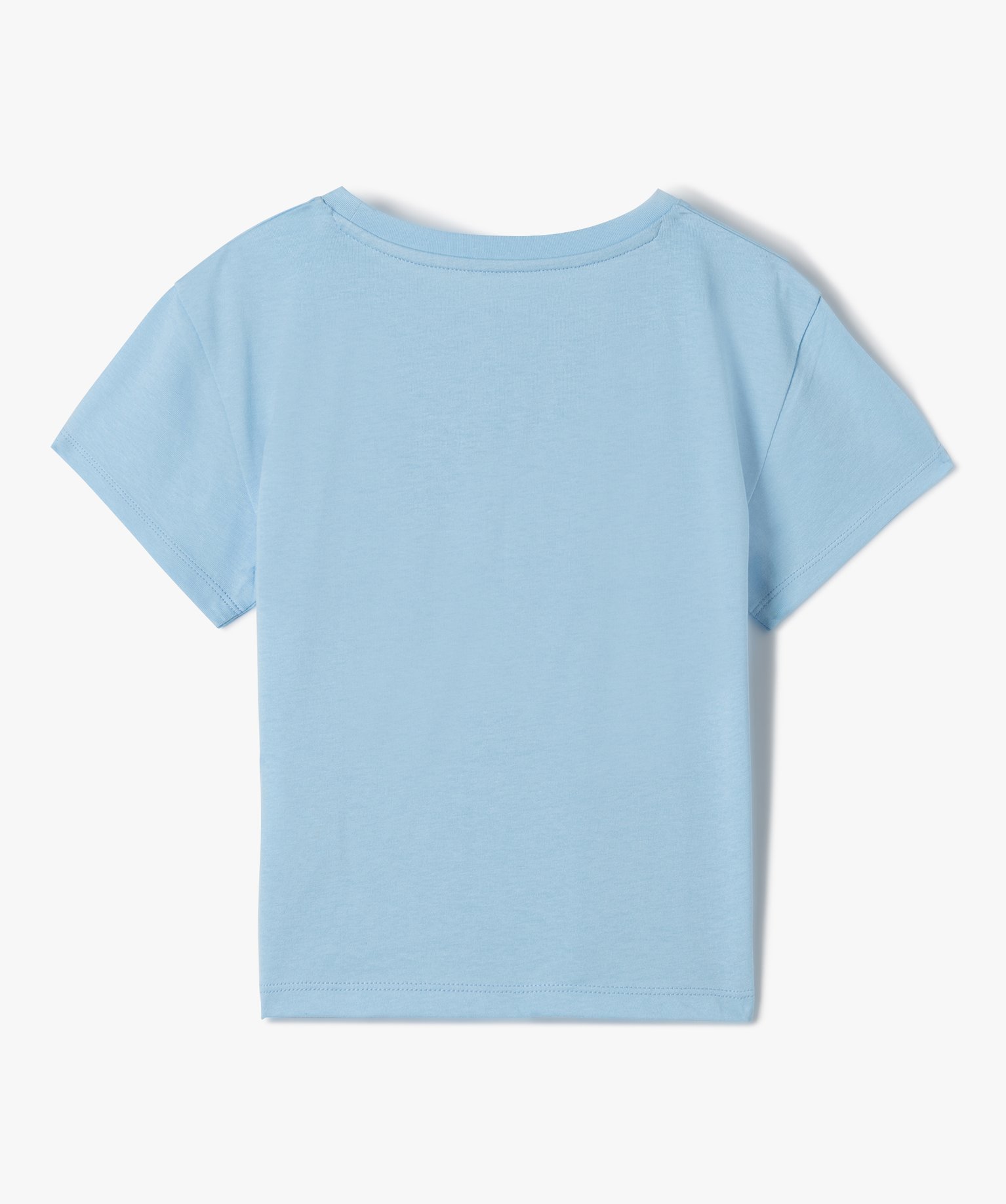 Tee-shirt fille à manches courtes imprimé coupe large et c... bleu | GEMO