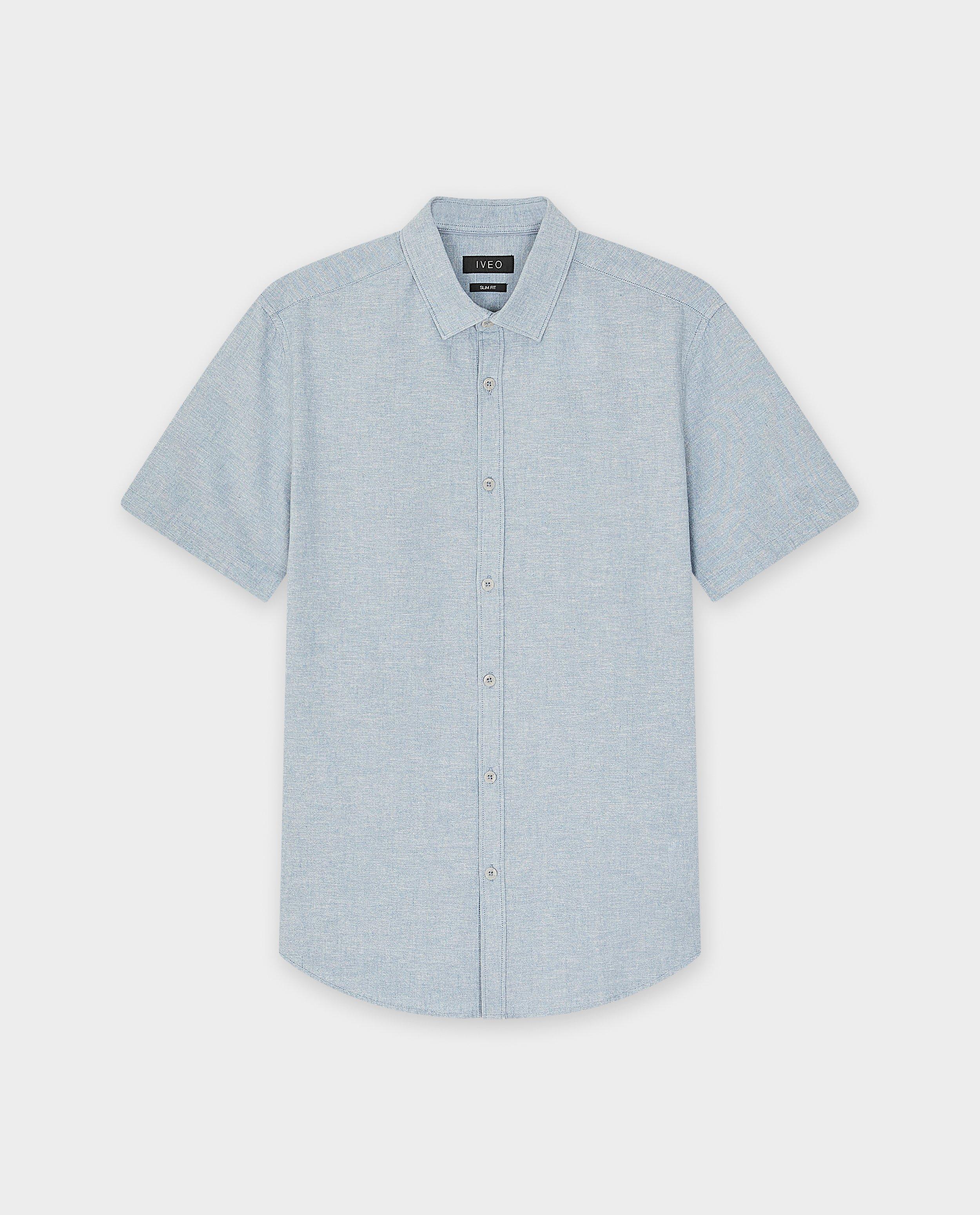 Cămașă Iveo albastru deschis cu in, croială slim fit albastru deschis