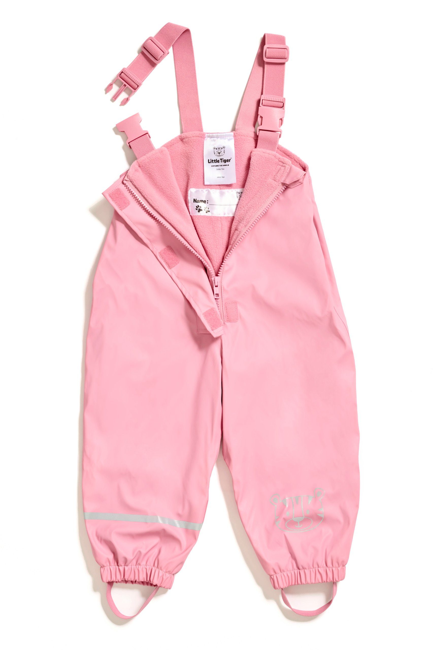 Little Tiger® Regen- und Matschlatzhose Regenhose für Kinder, mit Fleece gefüttert, winddicht, wasserdicht Unisex, für Kinder Mädchen & Jungen, Matsch- und Buddelhose, Schulterträger
