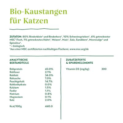 Yarrah Bio Katzensnack Kaustangen mit Fisch