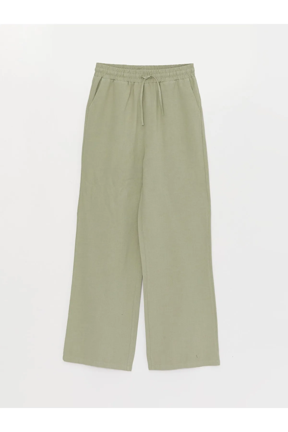 LC Waikiki  Einfarbige Damenhose aus Leinenmischung mit elastischem Bund