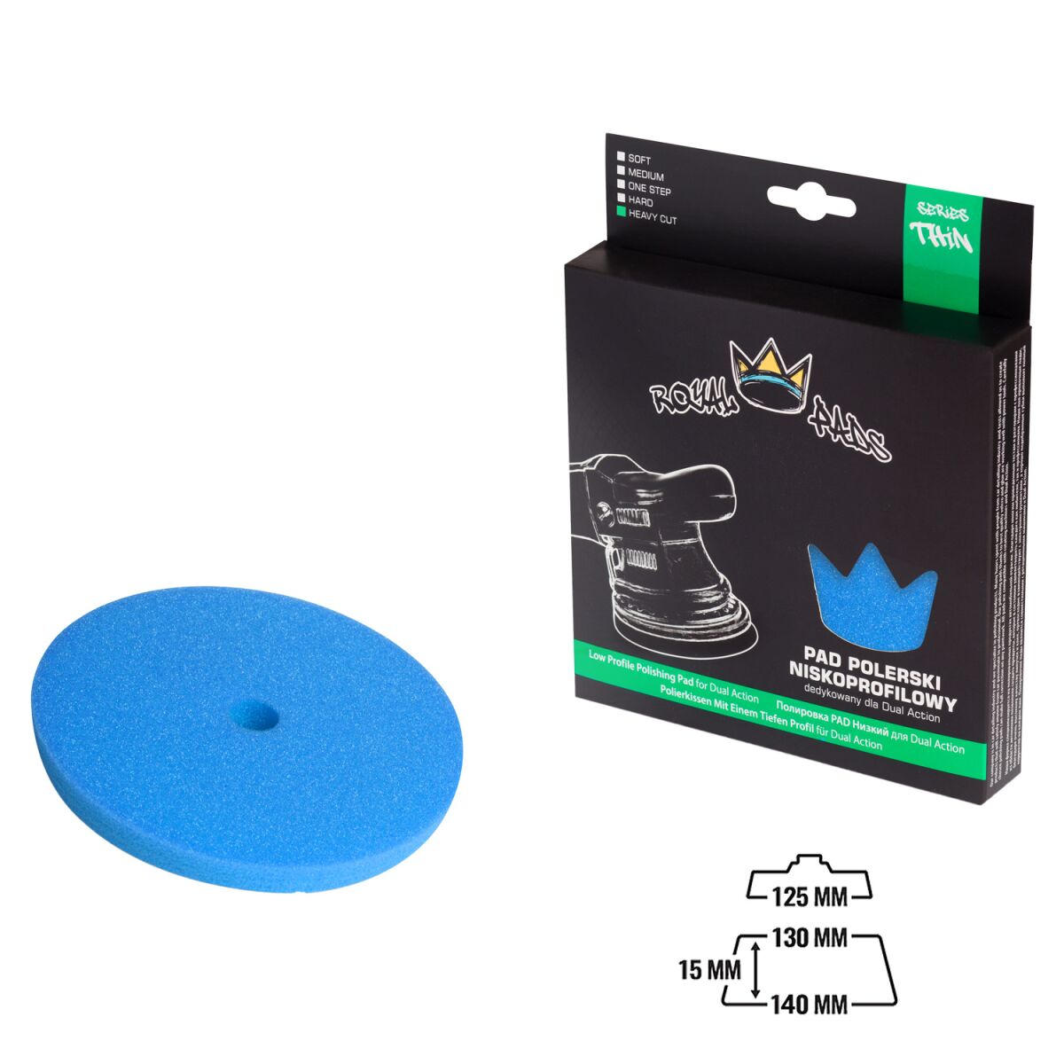 Royal Pads THIN Heavy Cut Schaum-Polierpad 130mm blau