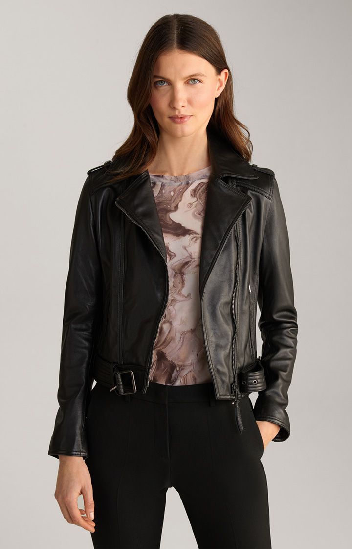 Biker-Lederjacke in Schwarz