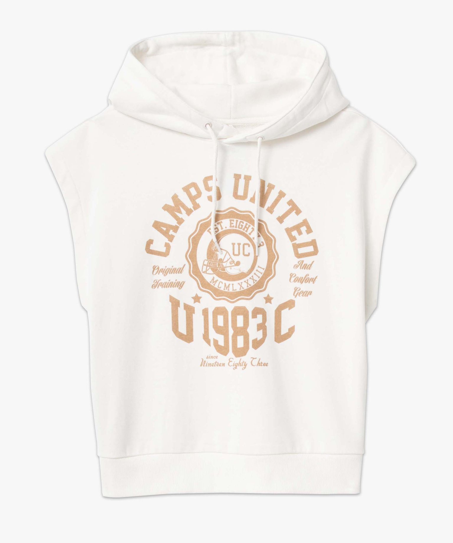 Sweat femme sans manches à capuche – Camps United ecru | GEMO