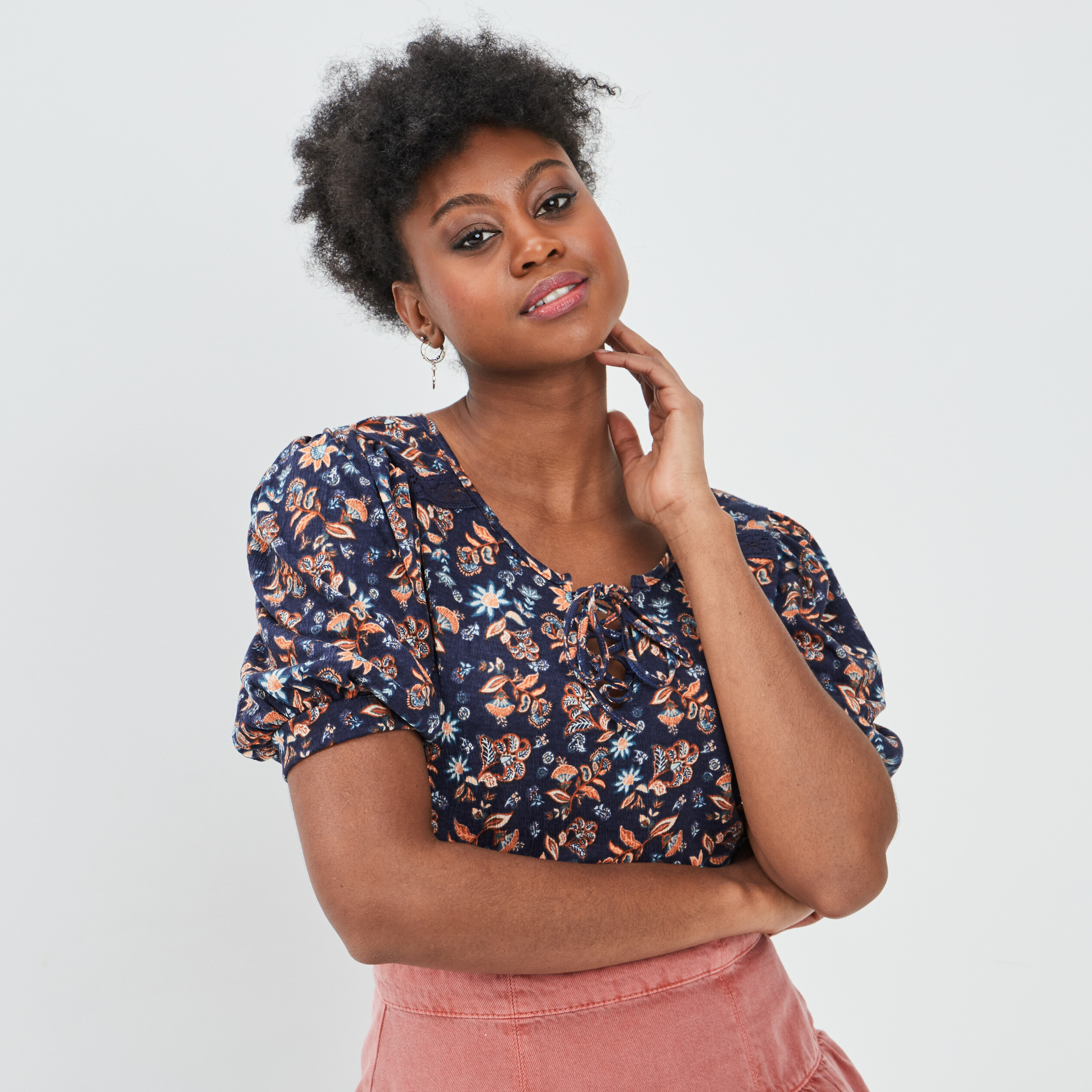 T-shirt manches courtes bleu marine femme | La Halle