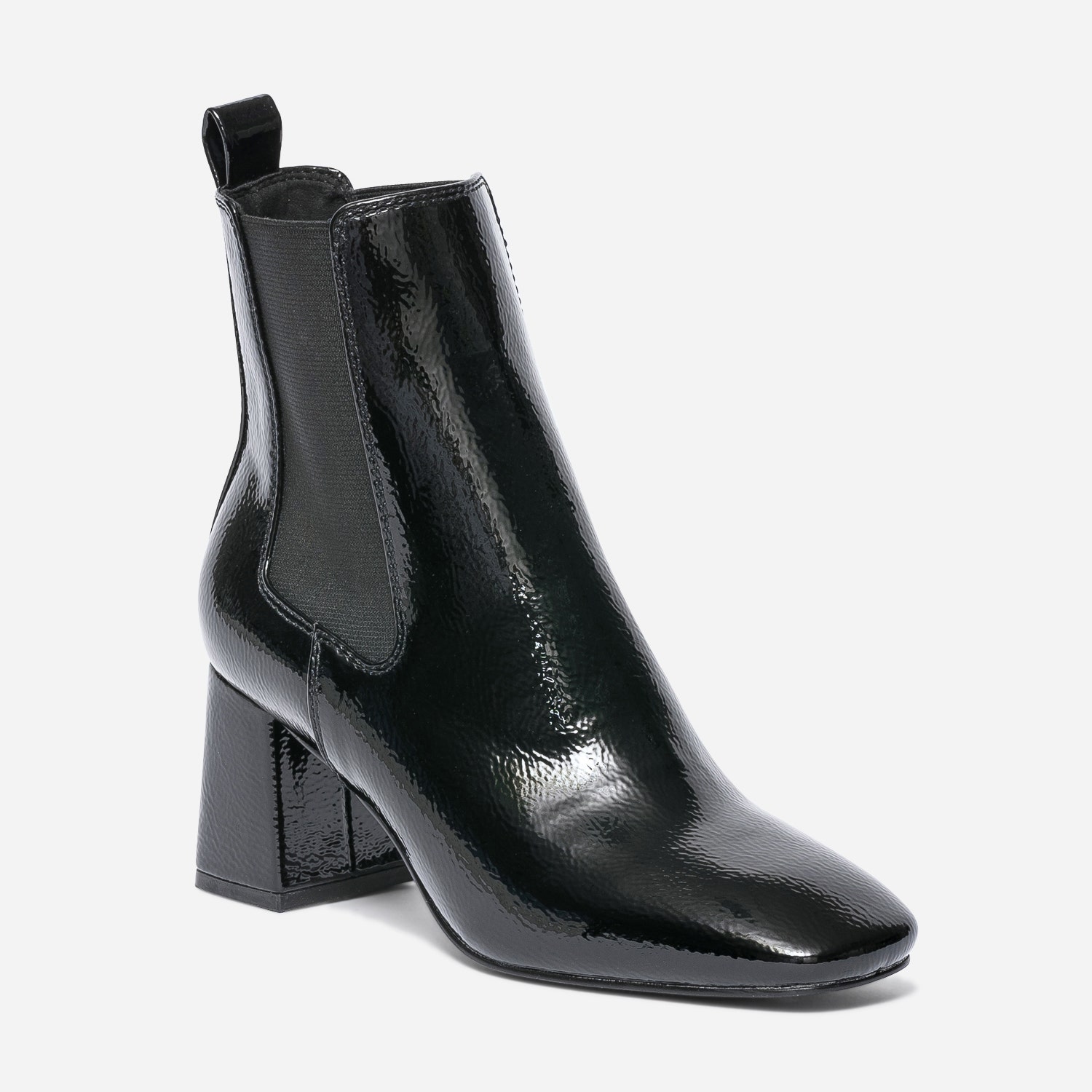 Chelsea boots noir verni à talon