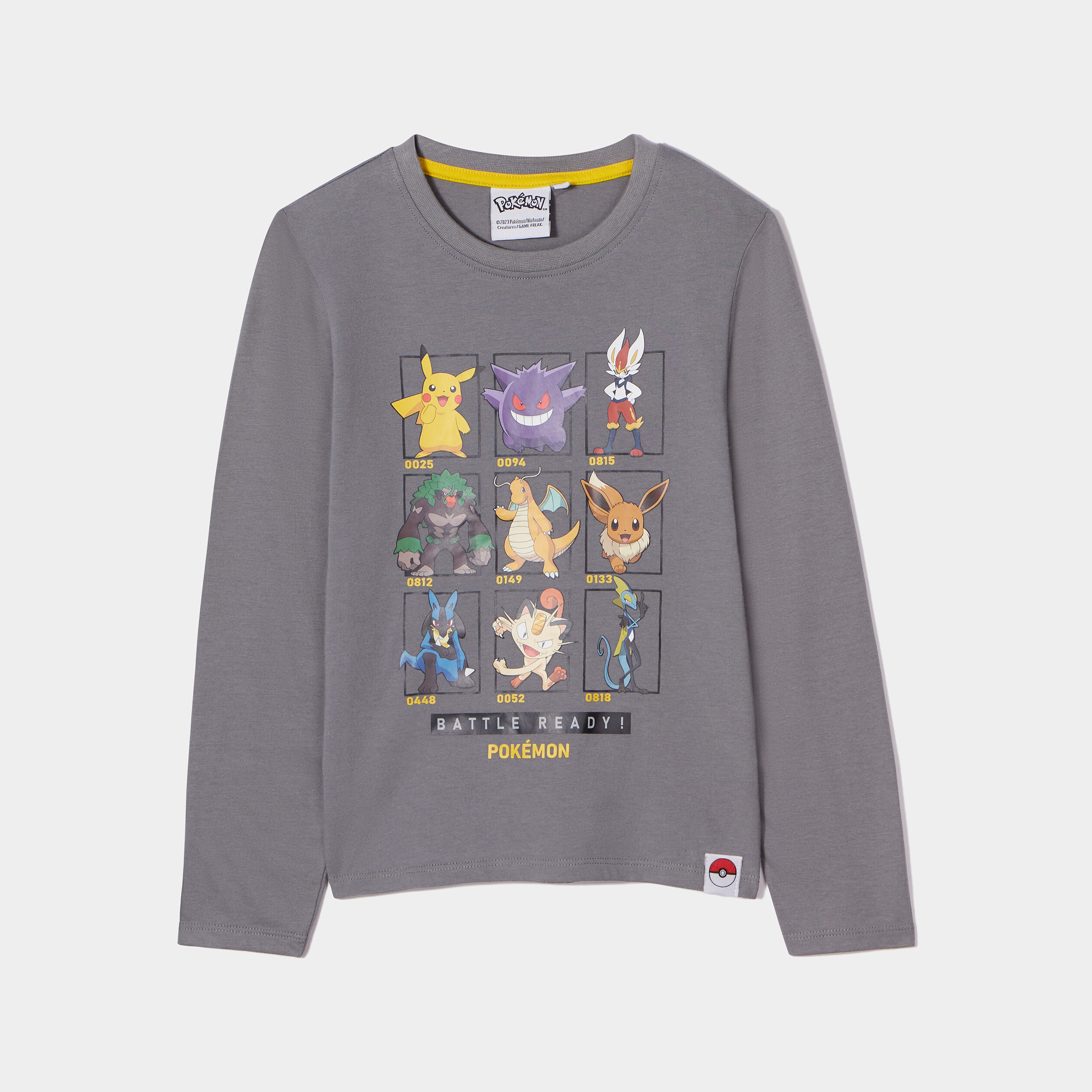 T-shirt droit manches longues Pokémon gris garçon | La Halle