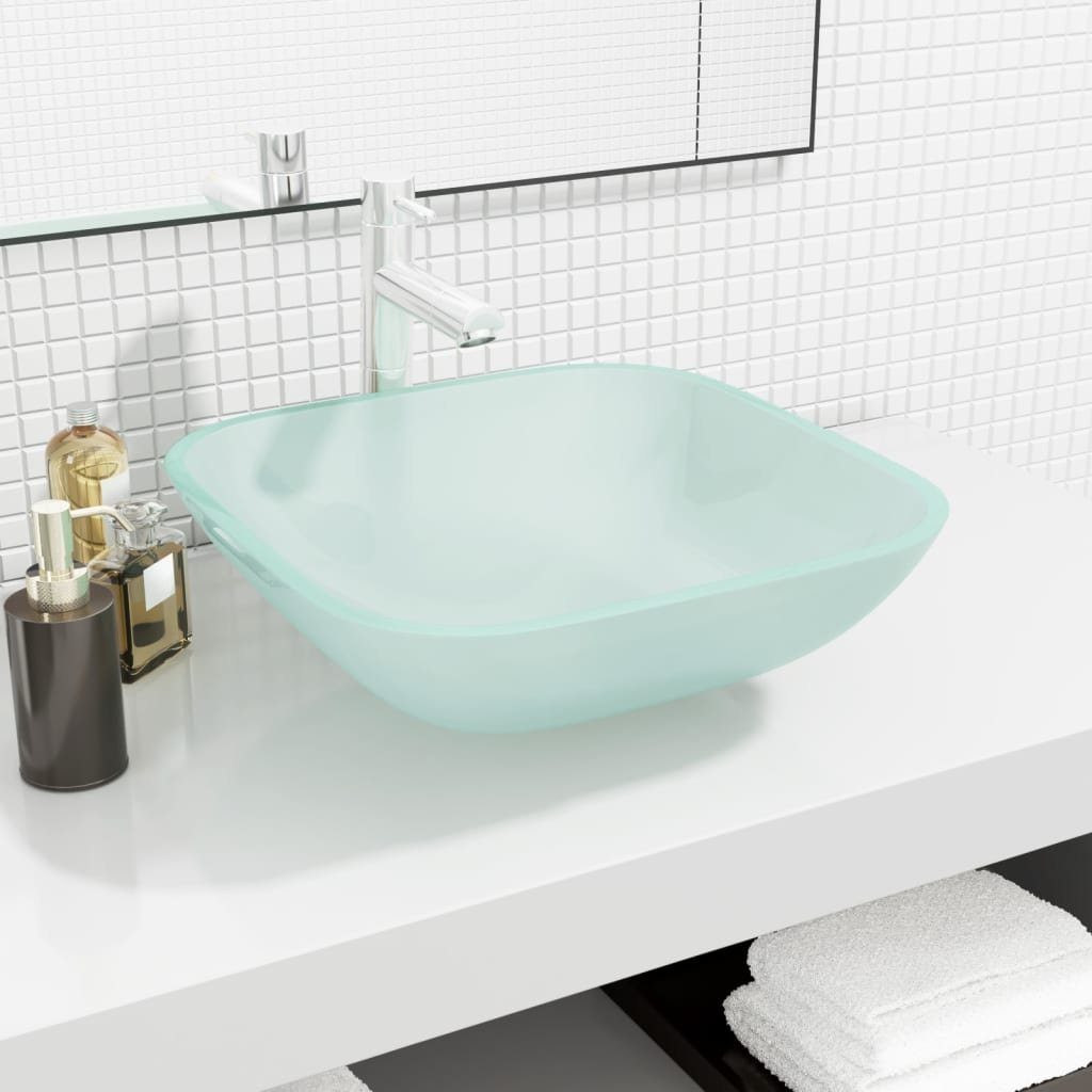 vidaXL Waschbecken Waschbecken Glas 42x42x14 cm Matt