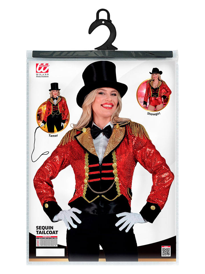 Carnival Party Kostümfrack ''Zirkusdirektorin'' in Rot/ Schwarz/ Gold günstig kaufen