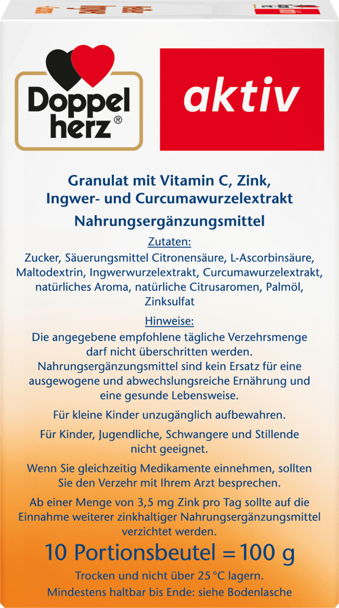 Heißer Ingwer + Kurkuma Heißgetränk (10 Stück), 100 g