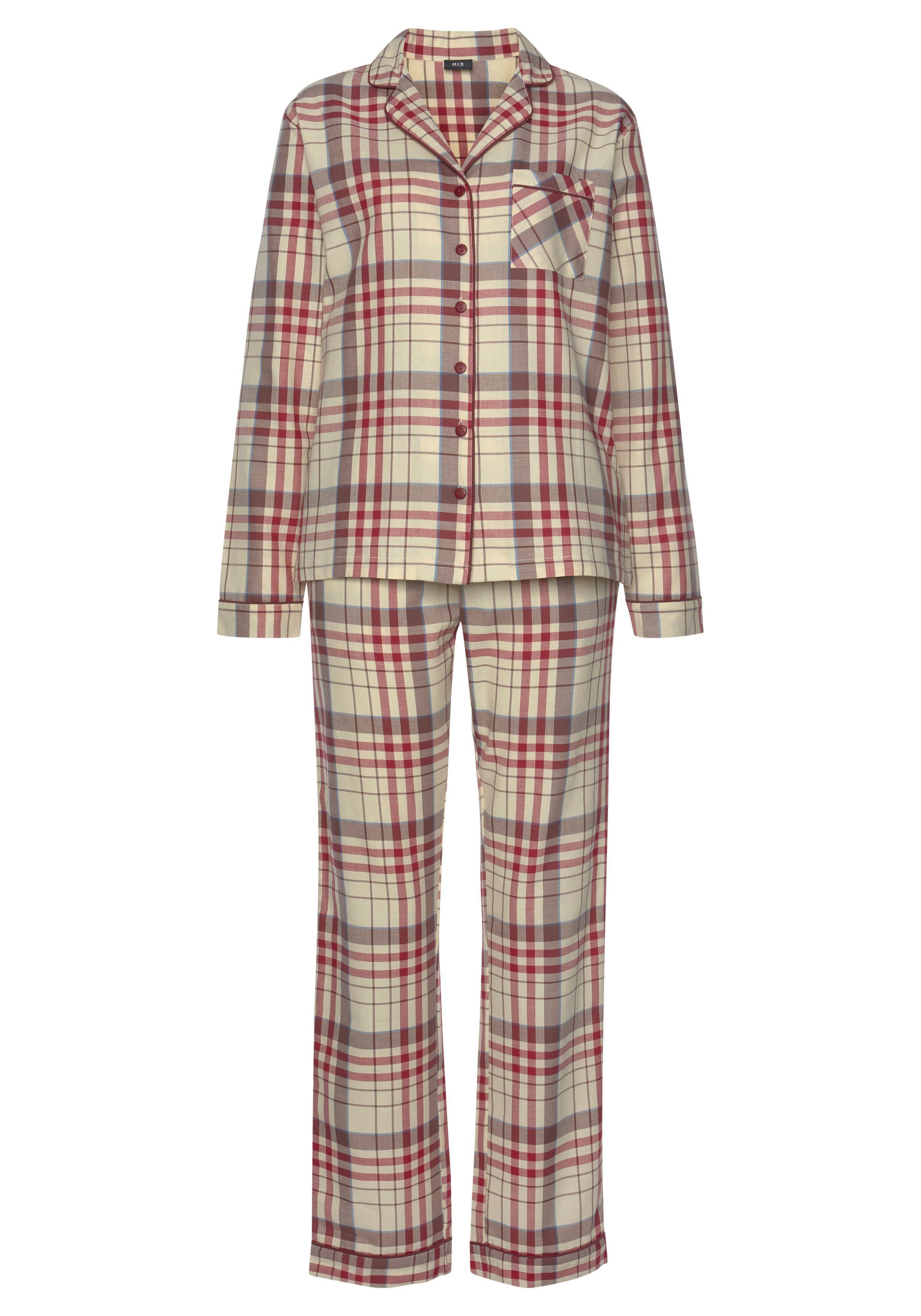 H.I.S Pyjama (Set, 2 tlg) aus Flanell mit Allover-Karomuster