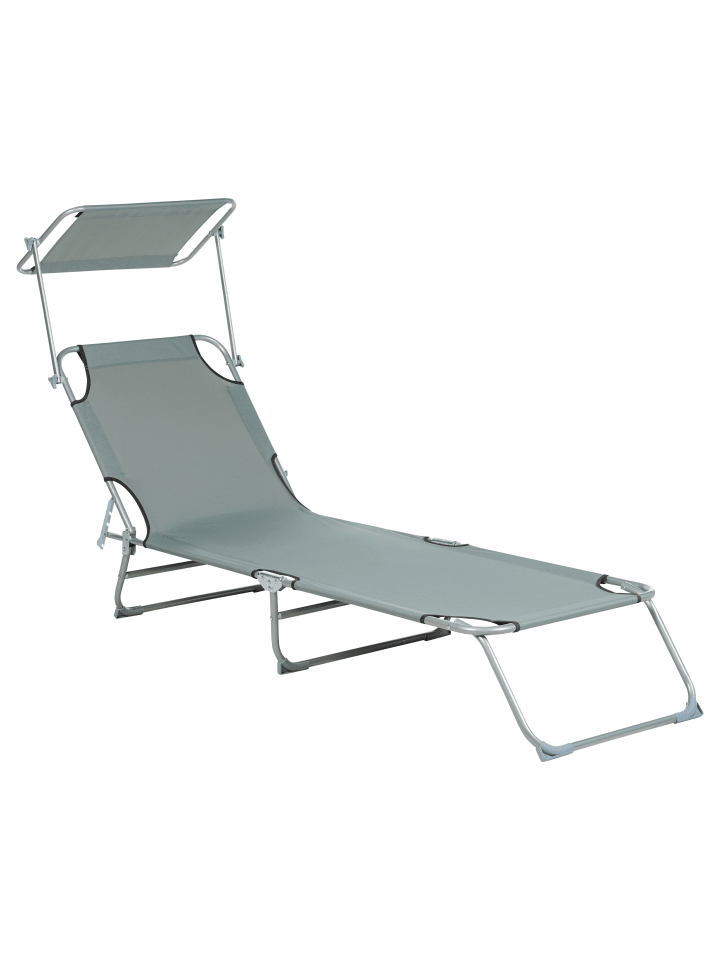 Beliani Gartenliege FOLIGNO in Grau/Silber - (W) 58 x (H) 24 x (L) 205 cm günstig kaufen onesize