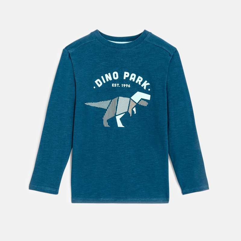 T-shirt manches longues motif dinosaure bleu garçon