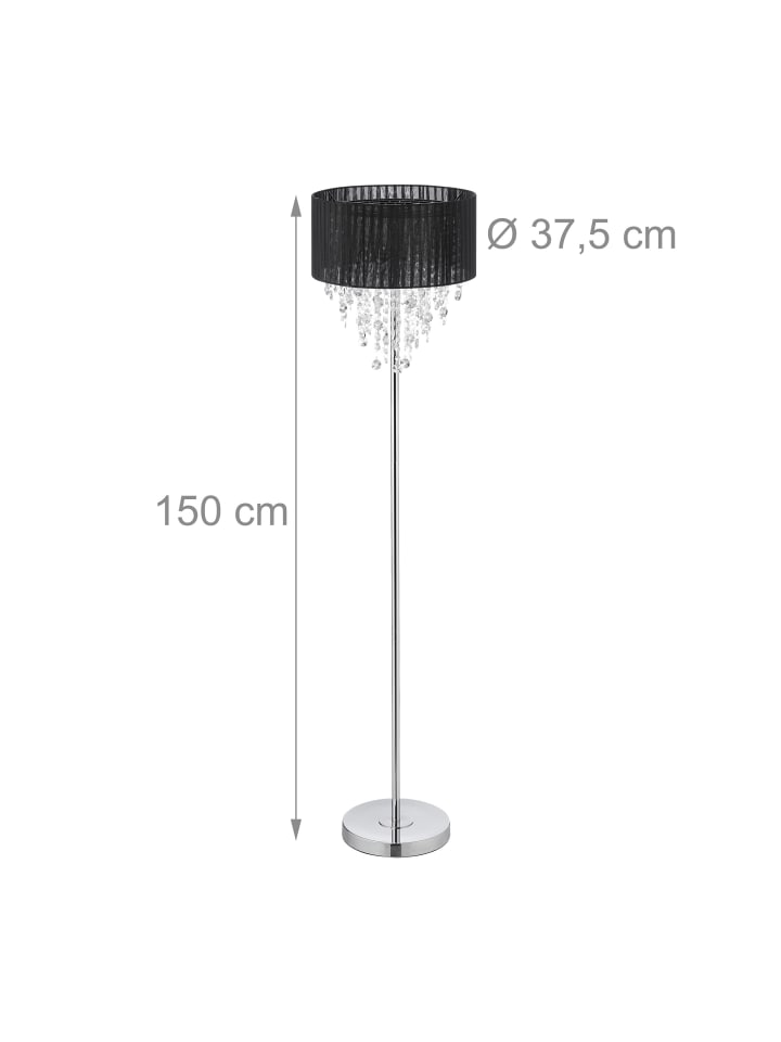 relaxdays Stehlampe in Schwarz/ Silber - (H)150 x Ø 37,5 cm günstig kaufen onesize