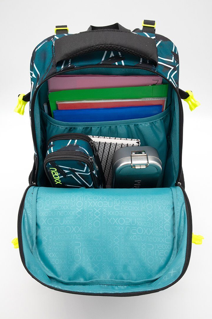 neoxx Schulrucksack Active, Flash yourself, aus recycelten PET-Flaschen