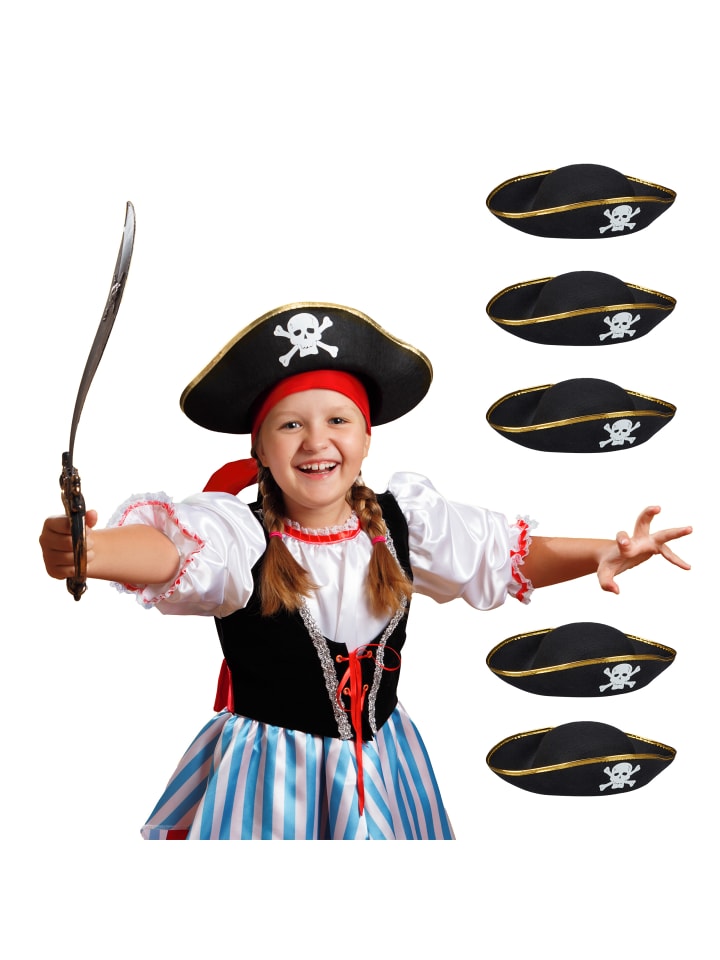 relaxdays 6 x Piratenhut in Schwarz/ Gold günstig kaufen onesize