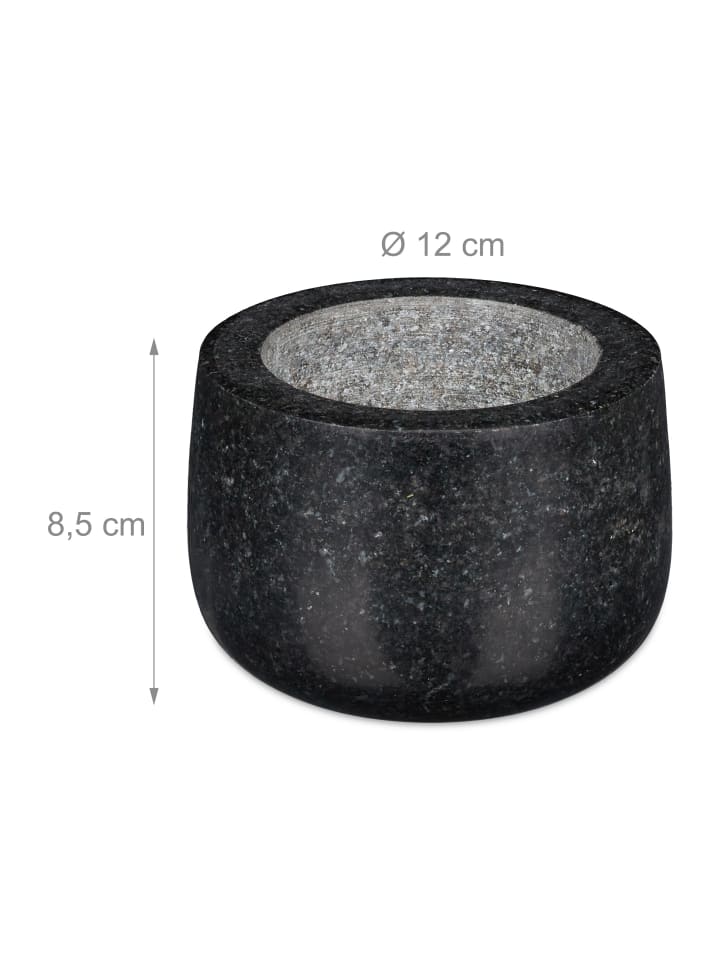 relaxdays Mörser mit Stößel in Schwarz - Ø 12 cm günstig kaufen onesize