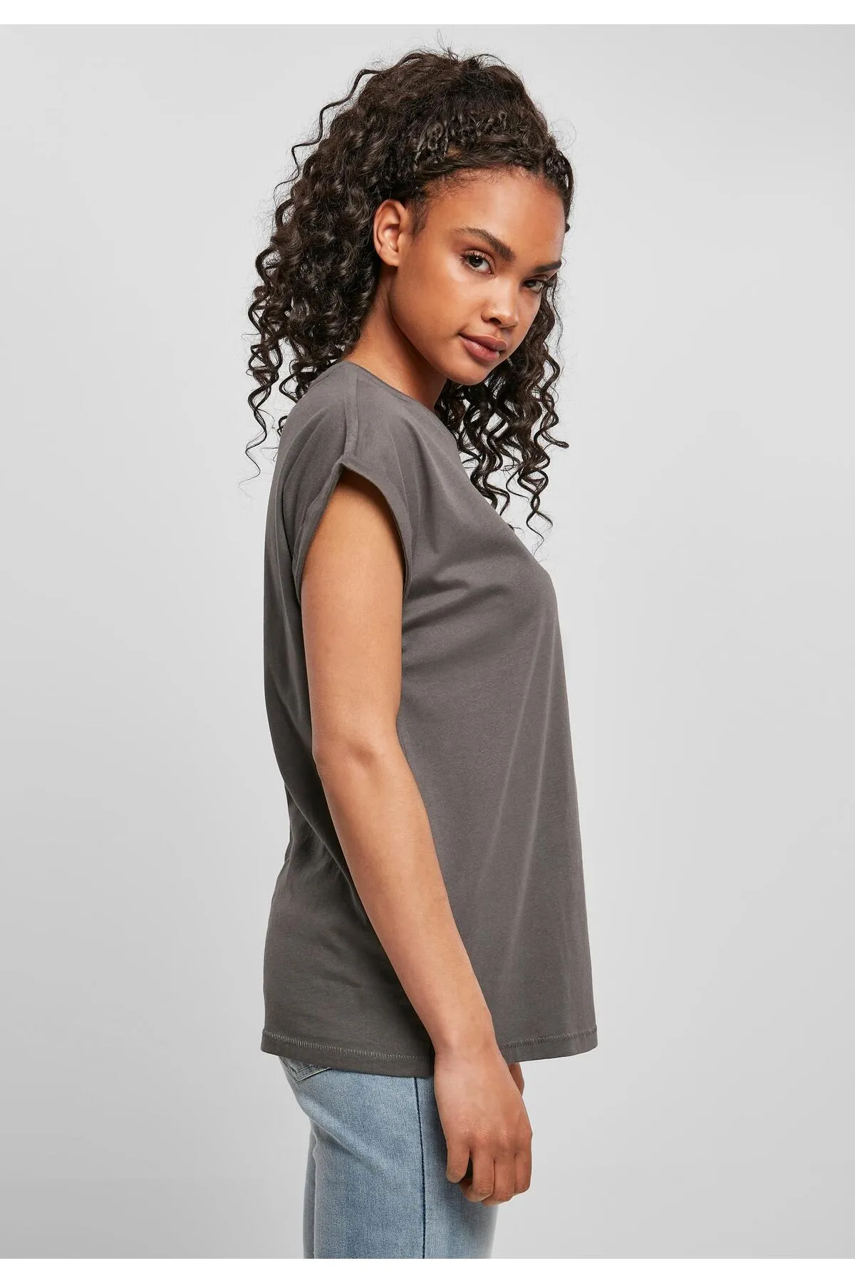 Urban Classics  Damen T-Shirt mit verlängerter Schulterpartie für Damen