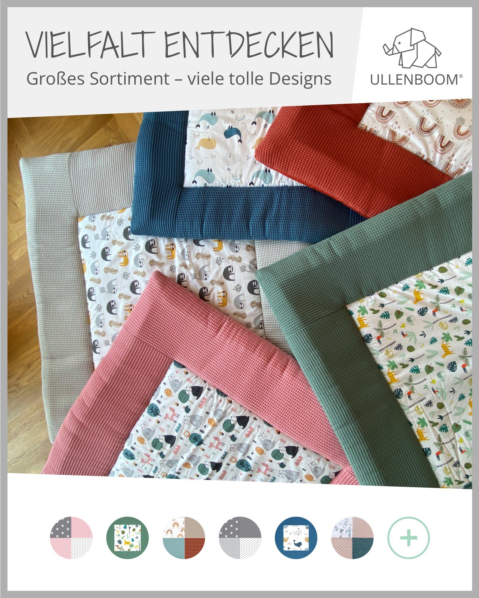 Krabbeldecke Krabbeldecke Babys 120x120 cm, Sand Savanne (Made in EU), ULLENBOOM ®, Dick gepolstert, Außenstoff 100% Baumwolle, in verschiedenen Größen