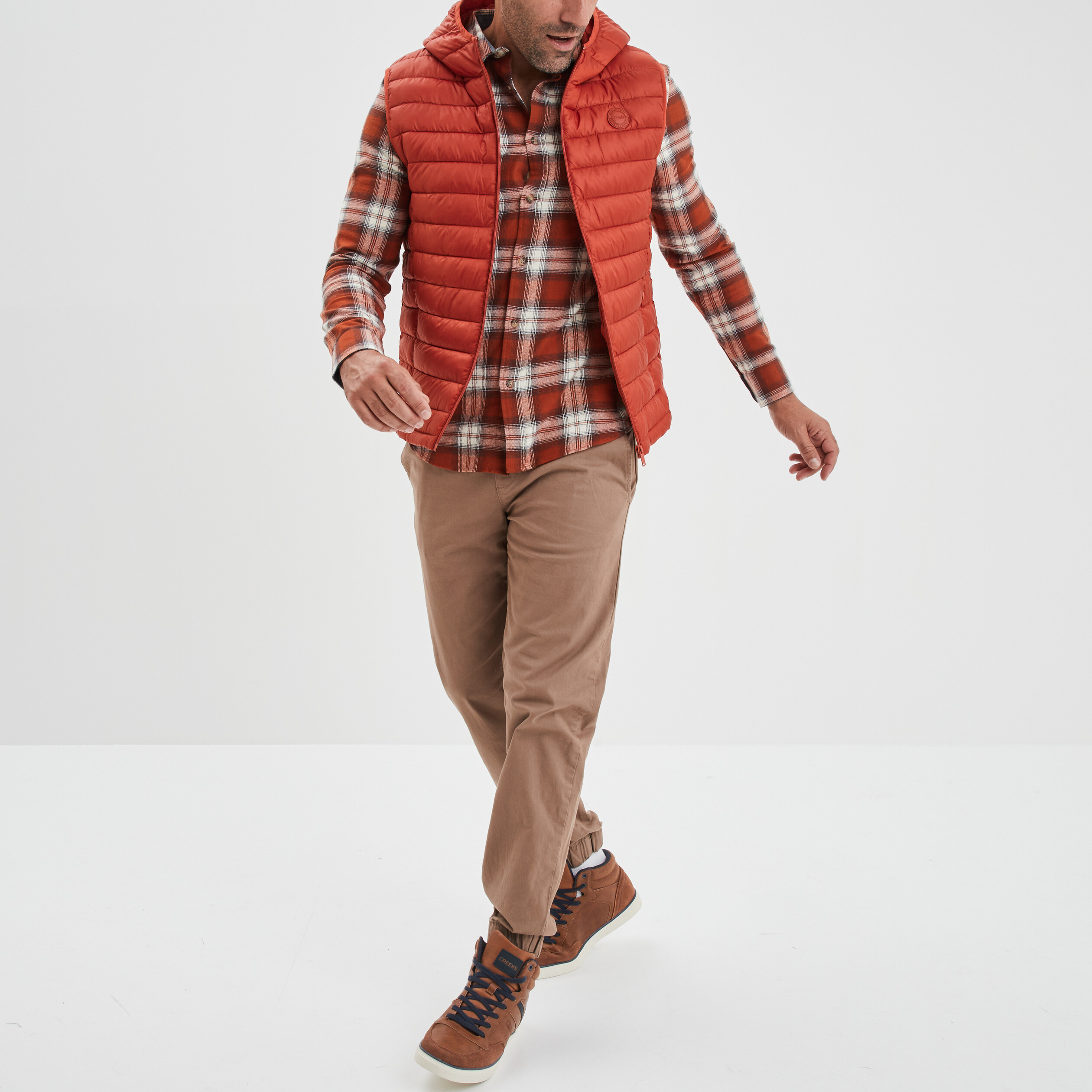 Chemise manches longues droite orange foncé homme | La Halle