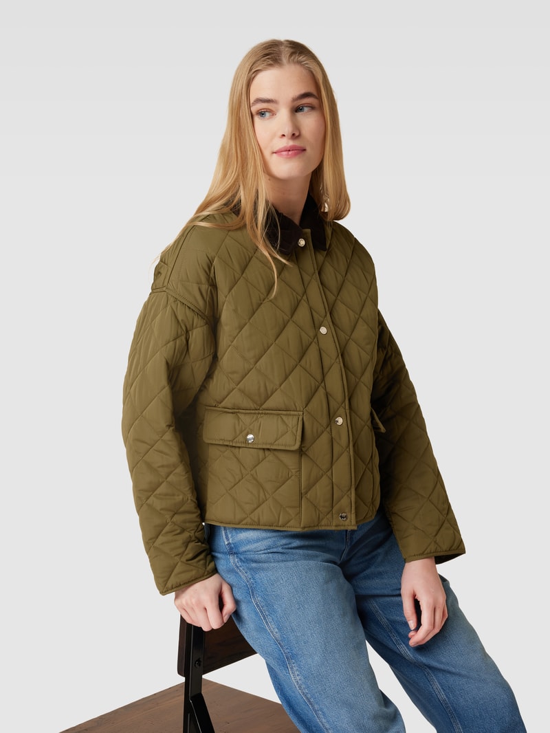 Jacke mit Steppnähten in khaki