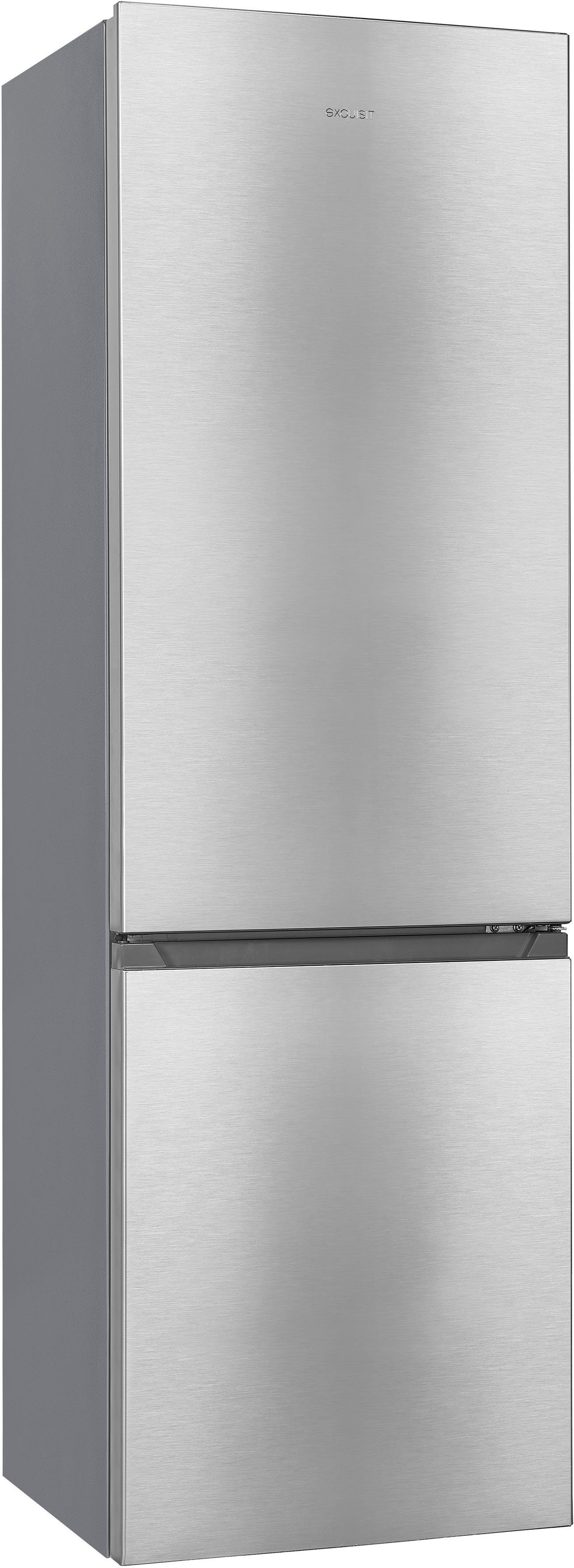 exquisit Kühl-/Gefrierkombination KGC265-70-010E inoxlook, 180 cm hoch, 55 cm breit