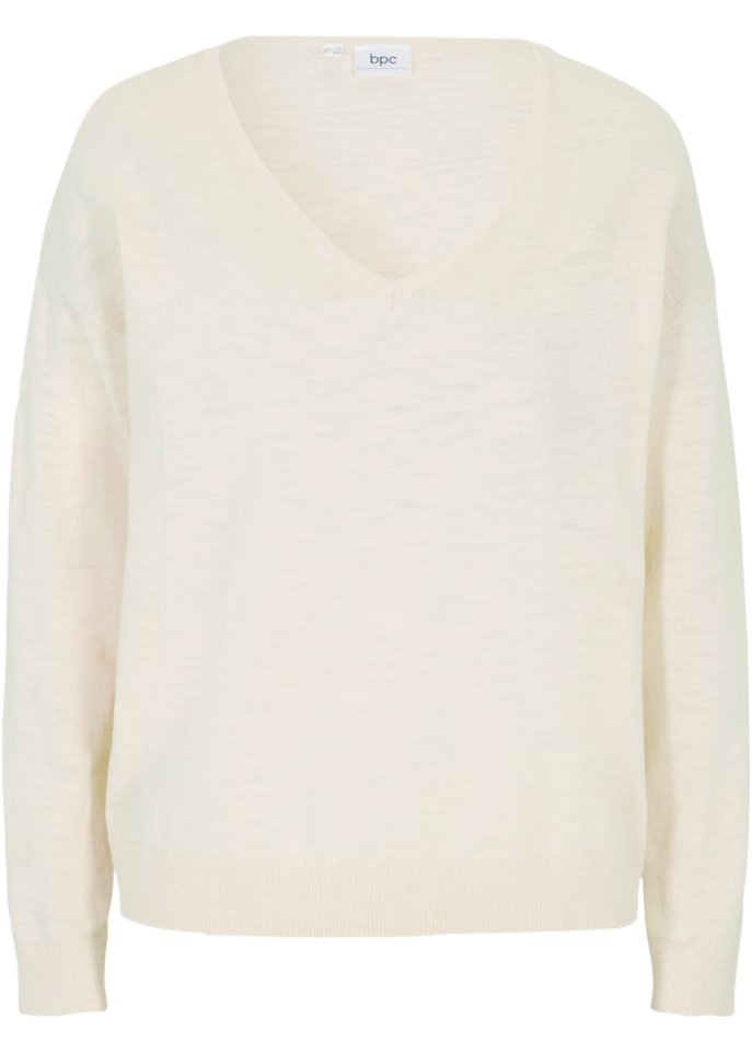 Leichter Strickpullover mit V-Ausschnitt aus Baumwolle